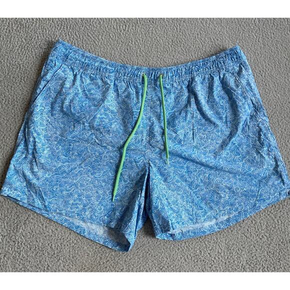 J. Crew Swim Suit Shorts 2XL Drawstring Bult In Brief Blue Pockets Trunks XXL - Picture 1 of 16